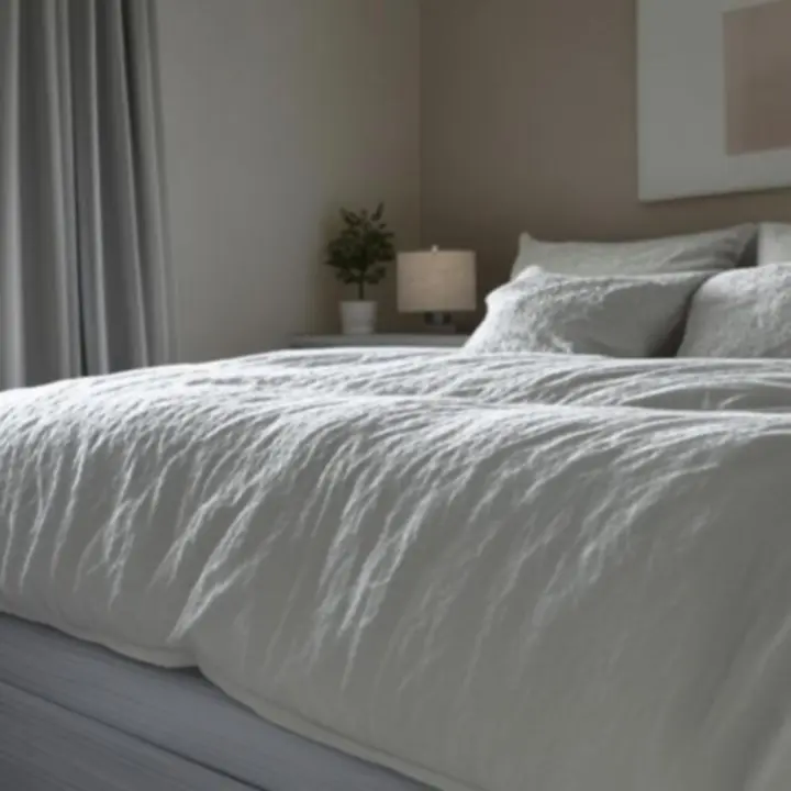 Blackout függönyökkel sötétített hálószoba