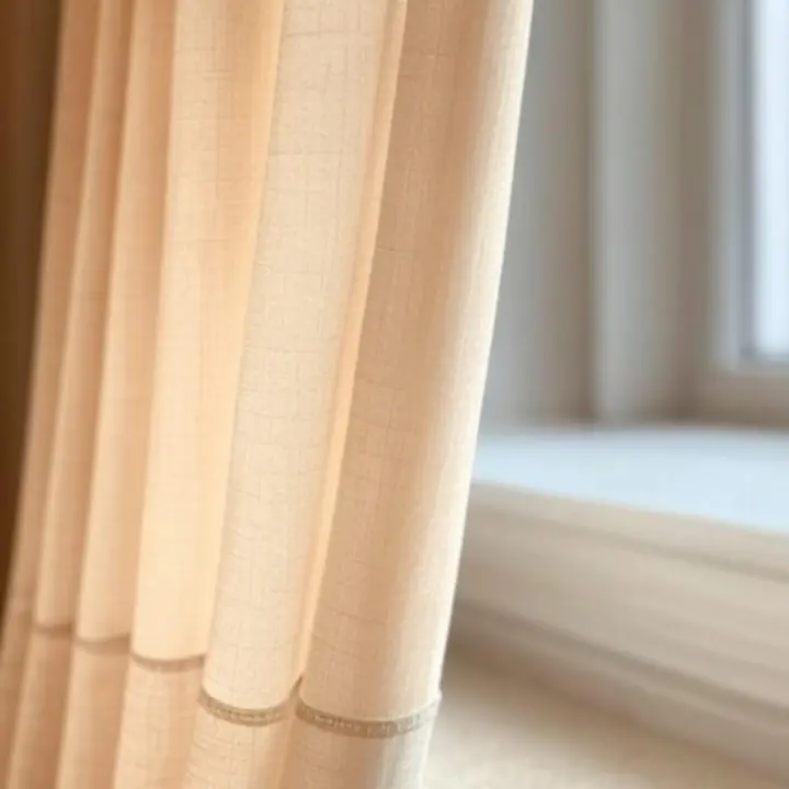 Közelkép egy népszerű Drapelys függöny finom textúrájáról