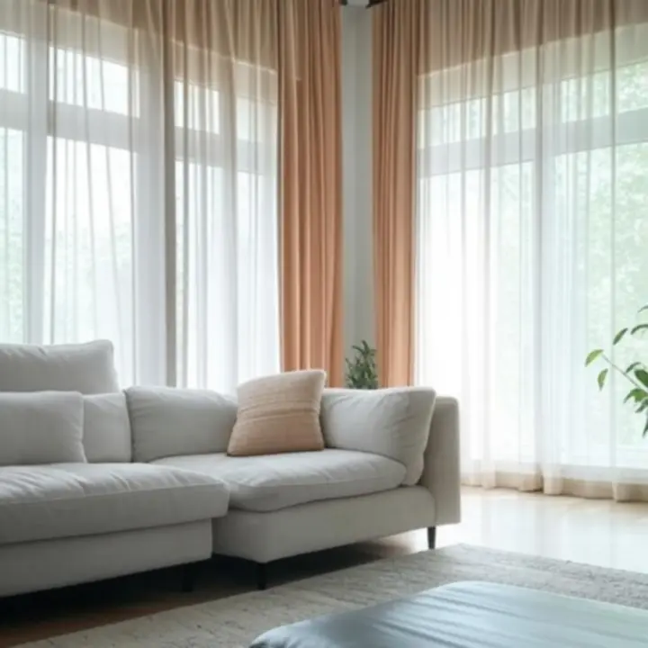 Elegáns Drapelys függönyök nappali enteriőrben