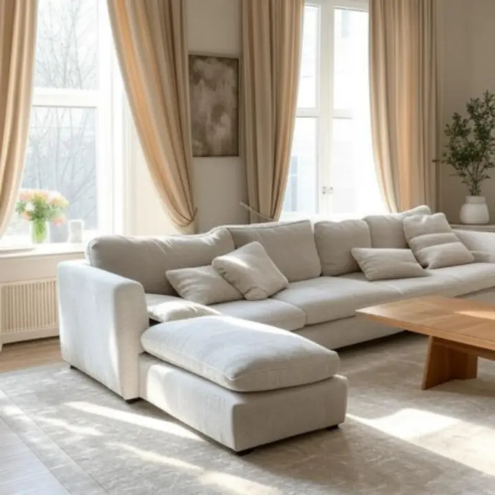 Prémium textil függönyök elegáns nappaliban