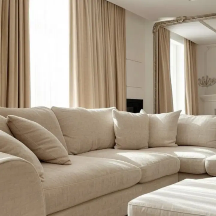 Elegáns magyar nappali prémium Drapelys függönyökkel