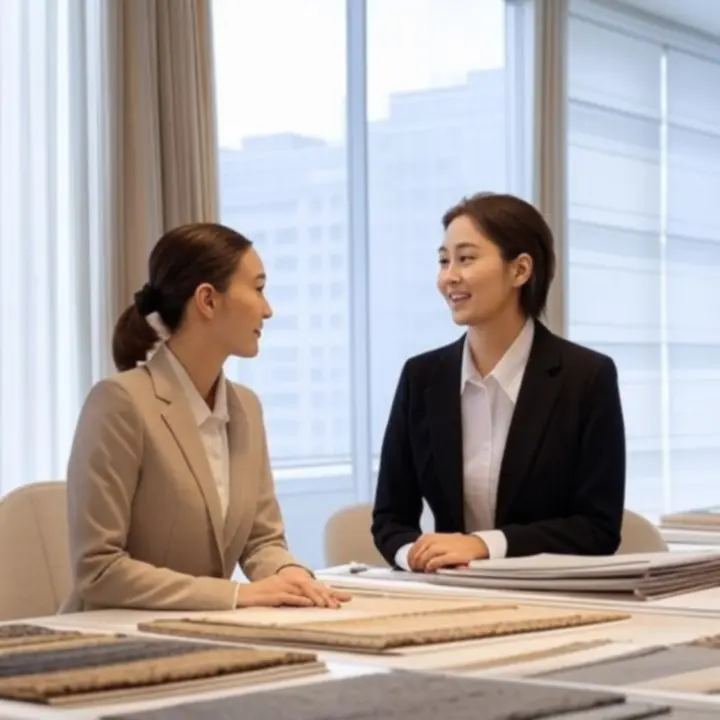 Drapelys bemutatóterem és munkafolyamat: minták, konzultáció és tervezés egy asztalon